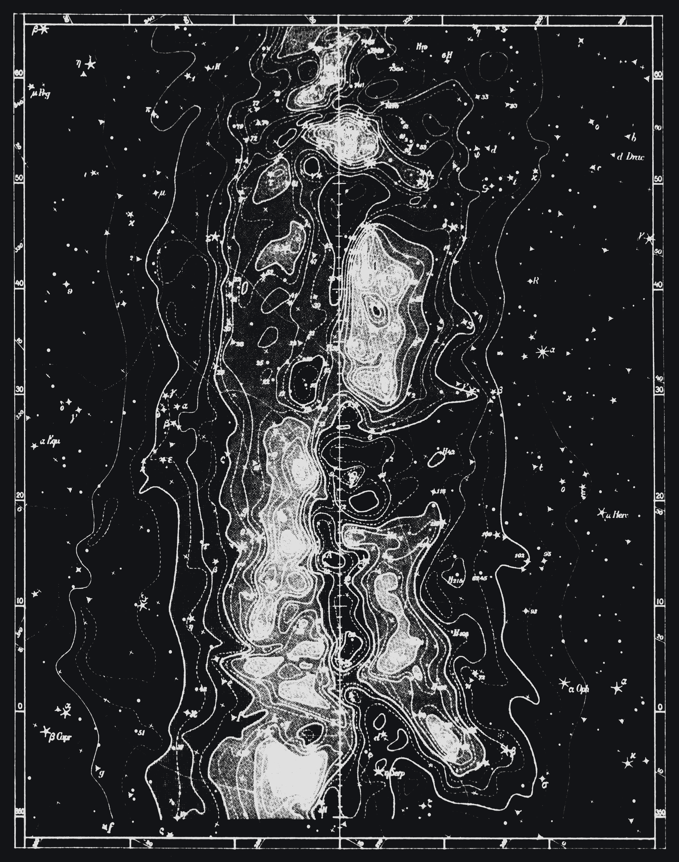 A &lsquo;Mean Subjective Image&rsquo; of the northern Milky Way produced by Marxist Astronomer Anton Pannekoek&rsquo;s averaging of several isophotic maps, some drawn based upon the perspectives of other celestial cartographers.